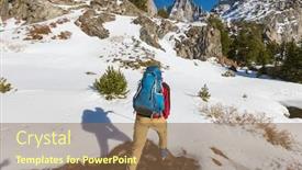  Presentation with nevada - Colorful slide deck enhanced with man-with-hiking-equipment-walking backdrop and a violet colored foreground