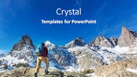  Presentation with hiking - Amazing presentation theme having man-with-hiking-equipment-walking backdrop and a dark gray colored foreground