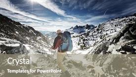  Presentation with hiking - Amazing presentation design having man-with-hiking-equipment-walking backdrop and a gray colored foreground