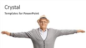  Presentation with elderly prevention - Presentation design consisting of man with his arms spread background and a white colored foreground