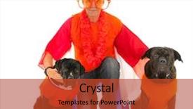  Presentation with sports fans - Amazing slide set having man with his dogs laying with dutch colors and orange sweaters as sports fans isolated over white background backdrop and a red colored foreground