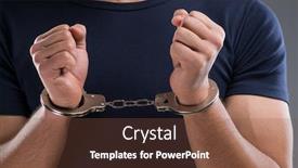  Presentation with handcuffed - Theme with man-with-his-hands-handcuffed background and a tawny brown colored foreground