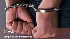  Presentation with handcuffed - Slides having man-with-his-hands-handcuffed background and a violet colored foreground