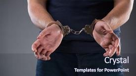  Presentation with handcuffed - Cool new PPT theme with man with his hands handcuffed backdrop and a wine colored foreground