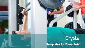  Presentation with personal - Cool new PPT theme with man with his personal fitness trainer in the gym exercising with dumbbells he used a barbell on a weight bench backdrop and a teal colored foreground