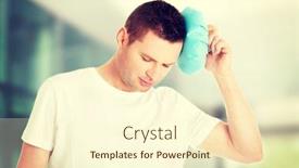  Presentation with headaches - Cool new slide deck with man with ice bag for headaches backdrop and a cream colored foreground