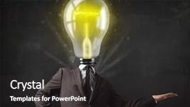  Presentation with light bulb - Slide deck enhanced with man with idea light bulb background and a dark gray colored foreground