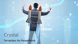  Presentation with business jet - Cool new slide deck with man-with-jet-pack backdrop and a light blue colored foreground