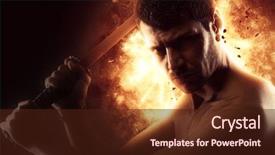  Presentation with sword - PPT layouts enhanced with man with katana sword background and a wine colored foreground