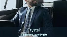  Presentation with car seat - Slides enhanced with man-with-laptop-sitting background and a navy blue colored foreground