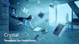  Presentation with underwater - Slide deck with man-with-laptop-underwater-mixed background and a teal colored foreground