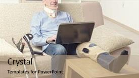  Presentation with knee replacement - Theme enhanced with man with leg in neck background and a coral colored foreground