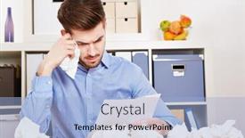  Presentation with letter - Cool new slides with man-with-letter-cries backdrop and a light blue colored foreground