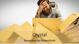  Presentation with telecom digital cimmunica - PPT layouts consisting of man with lots of file background and a yellow colored foreground