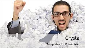  Presentation with waste - Presentation enhanced with man with lots of waste paper background and a light gray colored foreground