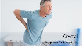  Presentation with back pain - Amazing slide set having man with lower back pain backdrop and a light blue colored foreground