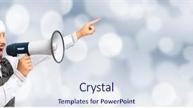  Presentation with christmas party - Colorful presentation theme enhanced with man with megaphone christmas party backdrop and a sky blue colored foreground