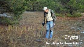  Presentation with metal detector - Theme consisting of man with metal detector wears background and a gray colored foreground