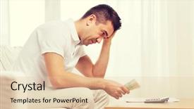  Presentation with calculator - Cool new presentation design with man with money and calculator backdrop and a lemonade colored foreground