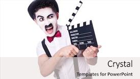  Presentation with clapper - Slide deck consisting of woman cowgirl riding a horse background and a yellow colored foreground