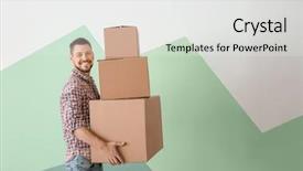  Presentation with moving for education - Theme featuring man with moving boxes near background and a white colored foreground
