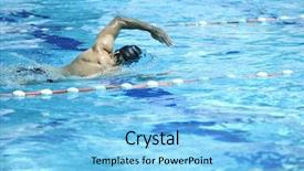  Presentation with recreation pool - Slides with man with muscular body swim background and a light blue colored foreground