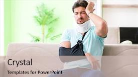  Presentation with student - Audience pleasing presentation design consisting of man with neck and hand backdrop and a  colored foreground