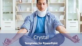  Presentation with injury - Colorful PPT theme enhanced with man with neck injury meditating backdrop and a ocean colored foreground
