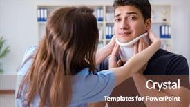  Presentation with injury - Slides having man with neck injury visiting background and a  colored foreground