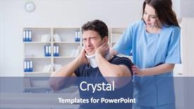  Presentation with injury - Colorful PPT theme enhanced with man with neck injury visiting backdrop and a  colored foreground