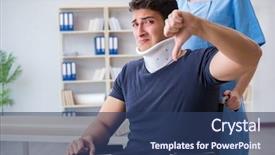  Presentation with doctor visiting family a new born - PPT layouts having man with neck injury visiting background and a ocean colored foreground