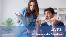  Presentation with injury - Audience pleasing PPT layouts consisting of man with neck injury visiting backdrop and a ocean colored foreground