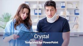  Presentation with doctor visiting family - PPT theme consisting of man with neck injury visiting background and a ocean colored foreground