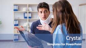  Presentation with doctor visiting family - Cool new presentation theme with man with neck injury visiting backdrop and a  colored foreground