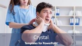  Presentation with injury - Slide deck having man-with-neck-injury-visiting background and a  colored foreground