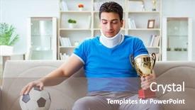  Presentation with soccer injury - Colorful slide deck enhanced with man with neck injury watching backdrop and a gray colored foreground