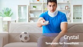  Presentation with soccer injury - PPT layouts having man with neck injury watching background and a coral colored foreground