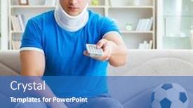  Presentation with soccer injury - PPT layouts with man-with-neck-injury-watching background and a teal colored foreground