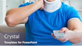  Presentation with soccer injury - PPT layouts having man-with-neck-injury-watching background and a ocean colored foreground