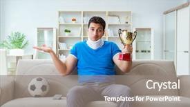  Presentation with soccer injury - Audience pleasing slide deck consisting of man with neck injury watching backdrop and a gray colored foreground