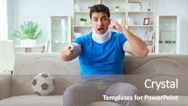  Presentation with soccer injury - Amazing PPT theme having man with neck injury watching backdrop and a  colored foreground