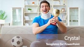  Presentation with soccer injury - Amazing PPT layouts having man with neck injury watching backdrop and a gray colored foreground