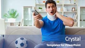  Presentation with soccer injury - Presentation design with man with neck injury watching background and a ocean colored foreground