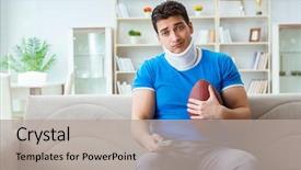  Presentation with soccer injury - Beautiful slide set featuring man with neck injury watching backdrop and a light gray colored foreground