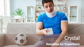  Presentation with soccer injury - Cool new PPT layouts with man with neck injury watching backdrop and a coral colored foreground