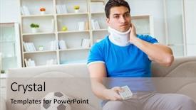  Presentation with soccer injury - Beautiful PPT theme featuring man with neck injury watching backdrop and a light gray colored foreground