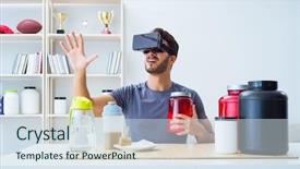  Presentation with nutrition - Slide deck consisting of man with nutrition jars background and a sky blue colored foreground