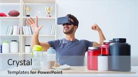  Presentation with nutrition - Presentation theme featuring man with nutrition jars background and a light blue colored foreground