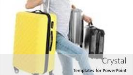  Presentation with luggage - Slide set featuring man with overweight luggage isolated on white background and a light gray colored foreground