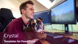  Presentation with gaming - Presentation featuring man-with-pet-french-bulldog background and a wine colored foreground